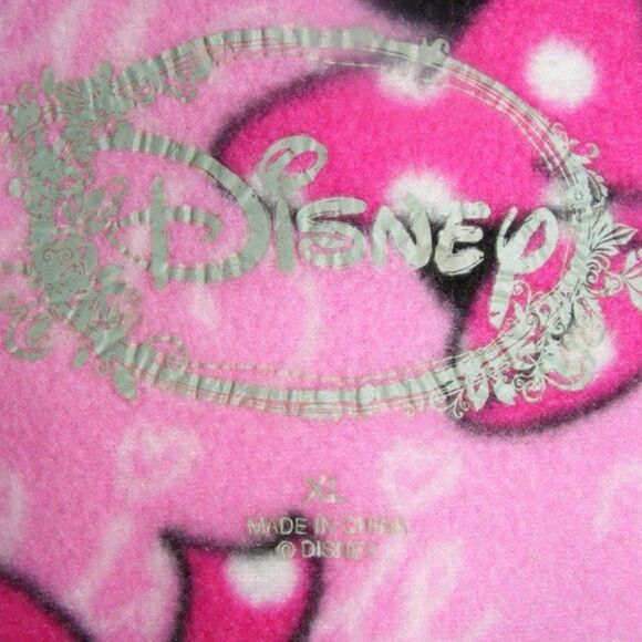 DISNEY Minnie Mouse Pajama Top, XL, Pink Fleece, Bows, Button front, Long sleeve - Picture 5 of 7